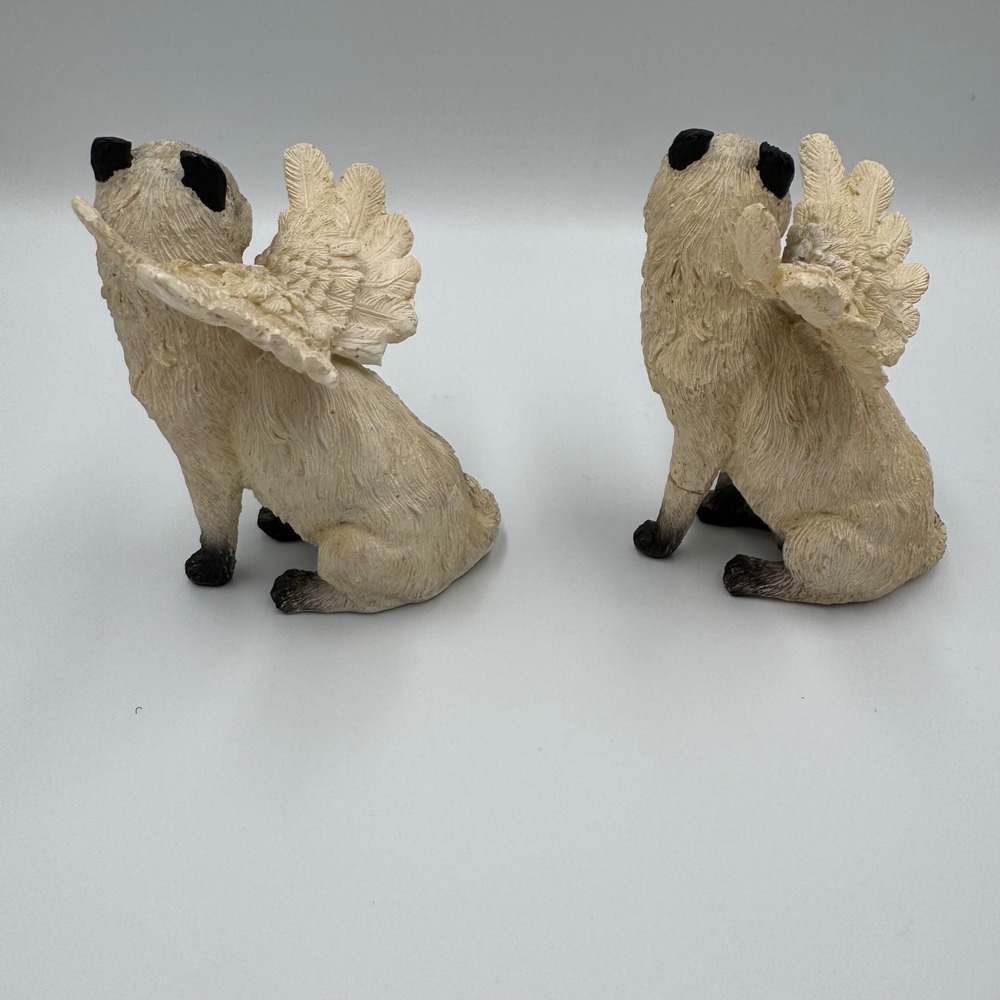 Siamese Cat Angel Figurines Set of 2 Tan Black Resin Memorial Decor - Picture 4 of 7